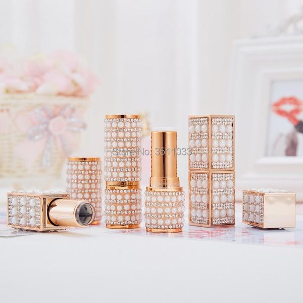 

storage bottles & jars 12.1mm empty square pearl lipstick containers tubes gold round cosmetic refillable container lip beauty bottle