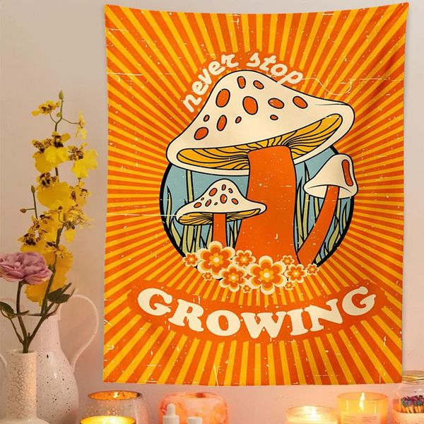 

tapestries retro 70s 60s mushroom tapestry wall hanging never sgrowing hippie home decor sun and moon witchy boho art