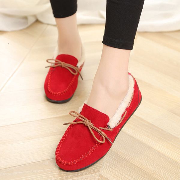 

dress shoes women of winter teddy moccasins sliding into women's flat shoes bow woman apartments warm woolen loafers casual leather zap, Black