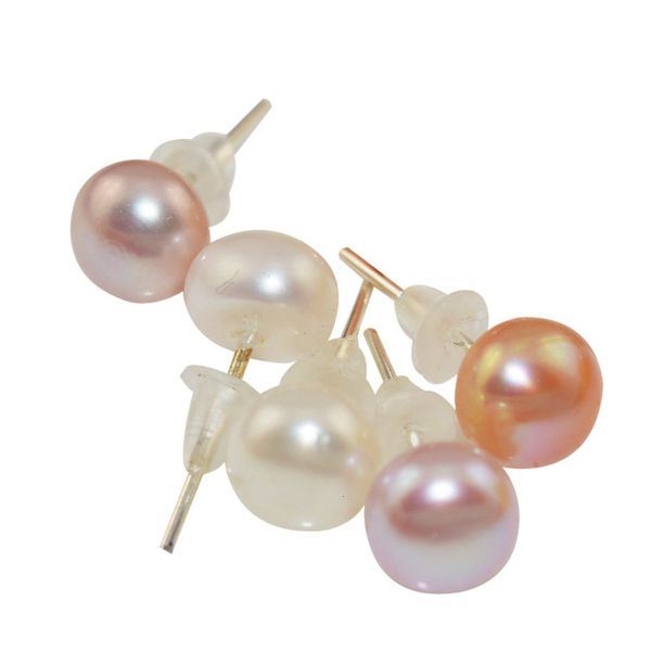 

natural color freshwater pearl earrings multicolor bread steamed shaped