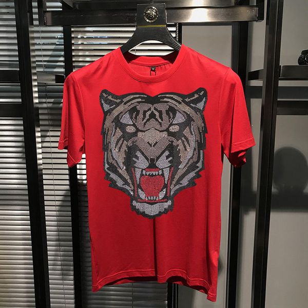 

men's t-shirts standard man punching shirt loose short street fashion factory attacked tiger head casual wql9, White;black