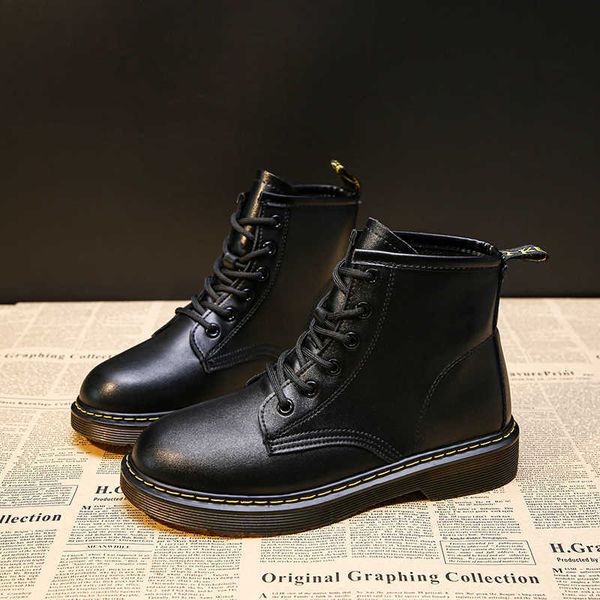 

dress shoes fashion women's leather boots of winter flat shoes female ladies martin ankle for woman dr platform tort, Black