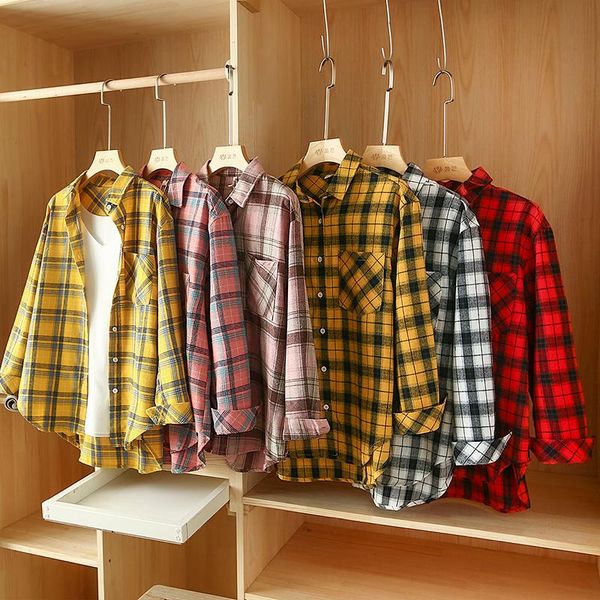 

women's blouses & shirts clothing women shirt 2021 fashion plaid korean style loose design niche coat, White