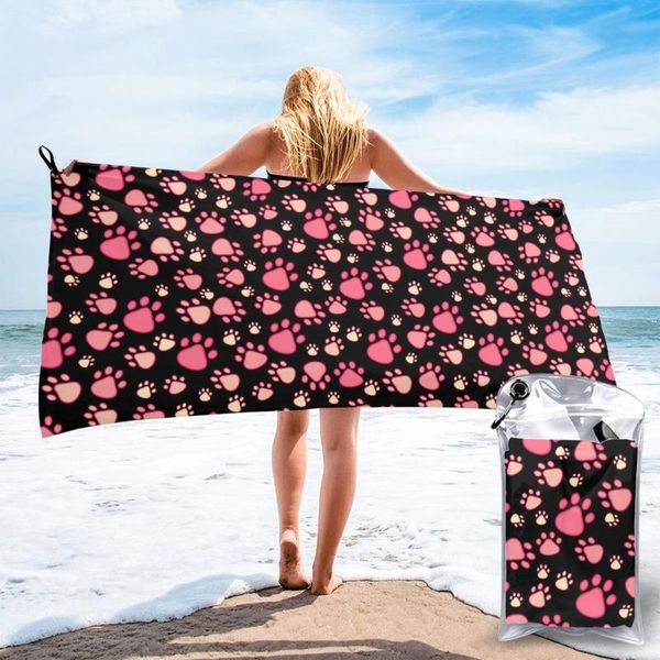 

towel bath pink pet pattern quick dry large thin absorbent soft for home travel camping swimming beach sport