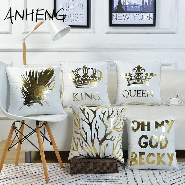 

cushion/decorative pillow gilded geometric cushion cover white square simple pillowcover spandex decoration for sofa home car pillowcase