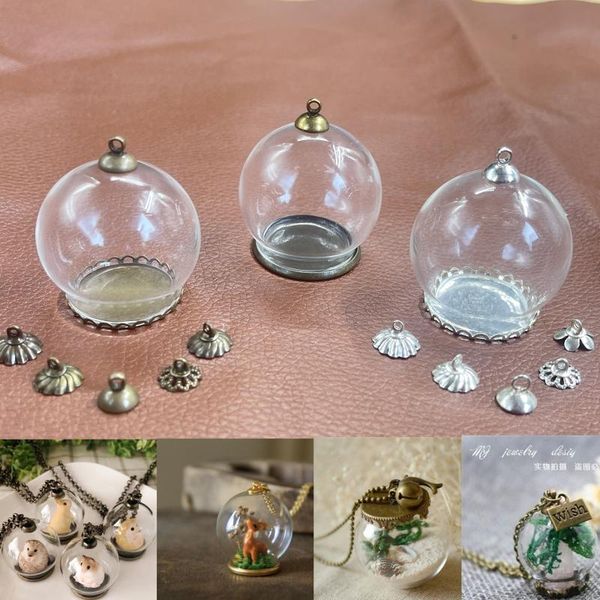 

novelty items 35x25mm big round ball landscape glass globe bubble with tray cap vial pendants fashion necklace dome cover decor