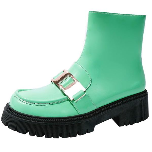 

boots women ankle 2021 autumn punk style botas for female flat heels booties ladies leather short shoes, Black