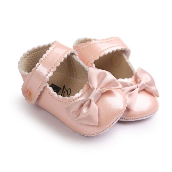 

princess baby shoes infant girls boys soft sole shallow pu leather first walkers moccasins bow 0-18 months tq 1