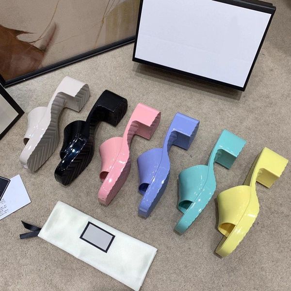 

outlet lady half slipper metal high heeled sandals summer designers women shoes six colour oarser heel flops 100% patent leather designer, Black