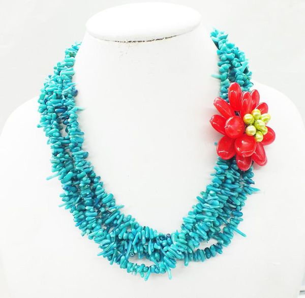 

chokers attractive woman, green coral flower necklace 18", Golden;silver