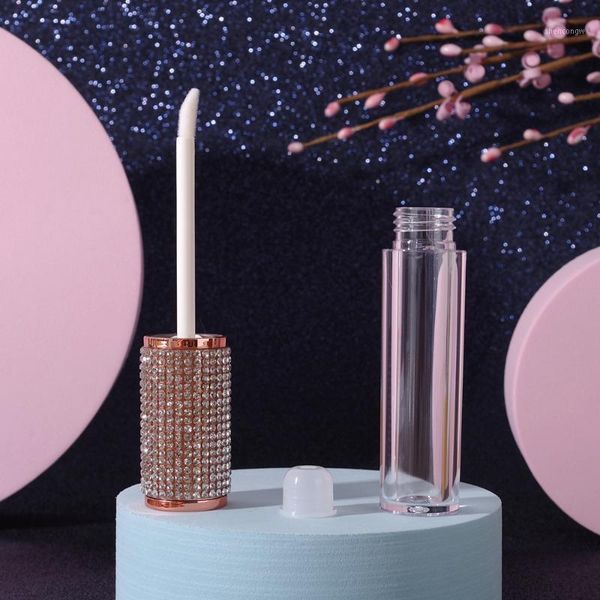

round lip gloss tubes rose gold diamond clear plastic empty filling bottles cosmetic packaging containers