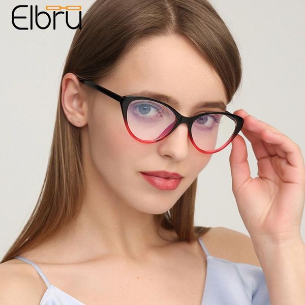 Óculos de sol de moda quadros Elbru vintage gato olho óculos quadro homens mulheres Ópticas óculos ultraleve estudante plain espetáculos para masculino e fem