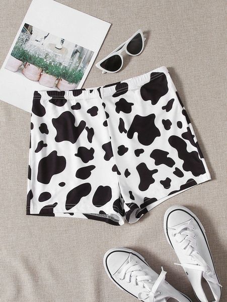 

cow print biker shorts j2zc#, Black