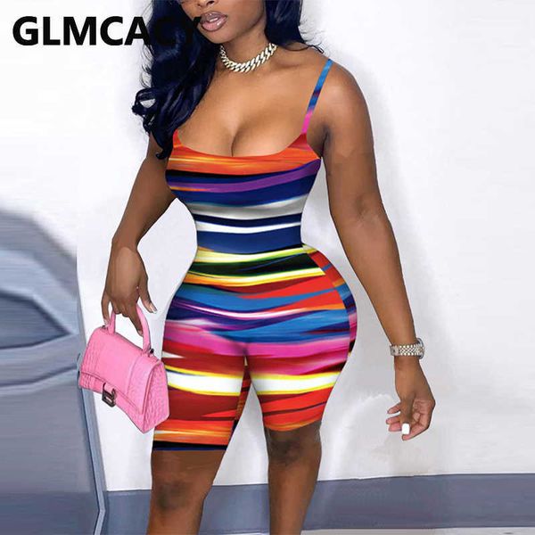 

spaghetti strapabstract printed playsuit skinny rompers 210702, Black;white