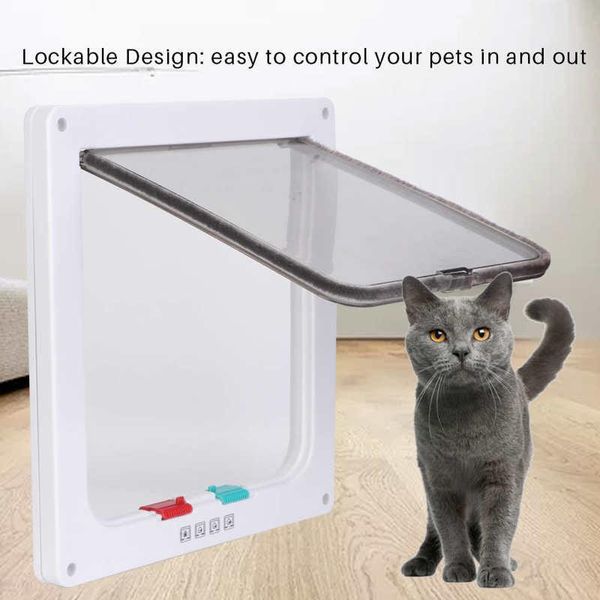 

acrylic pet screen door window lockable waterproof medium dog cat flap carriers,crates & houses