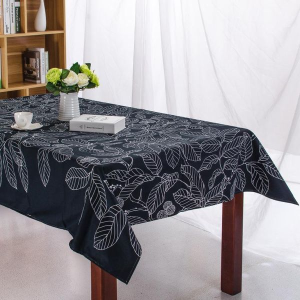 

table cloth cotton black and white leaves thick printed tablecloth simple el square