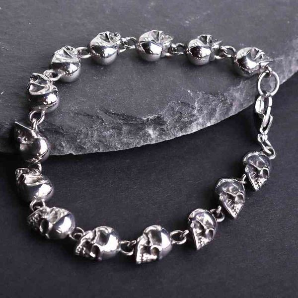 

classic metal small skull men's bracelet punk style rock party jewelry gift, Golden;silver