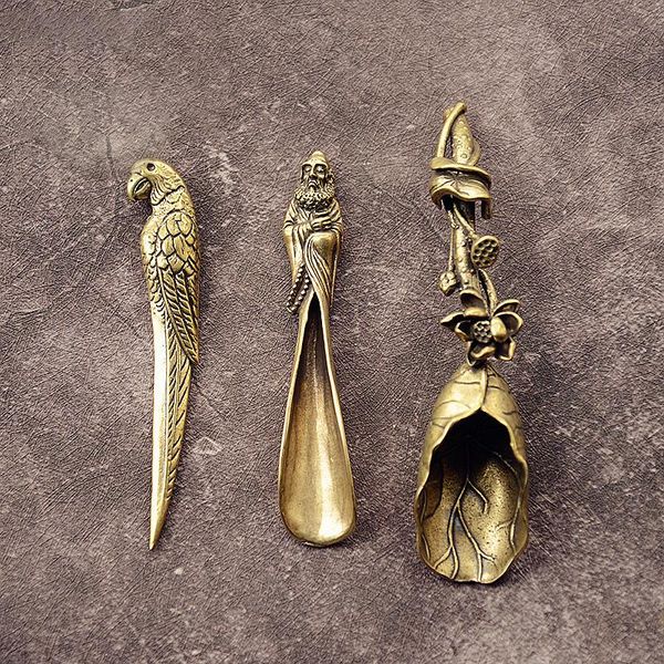 

spoons creative brass copper tea sugar shovel lotus root scoop spatula