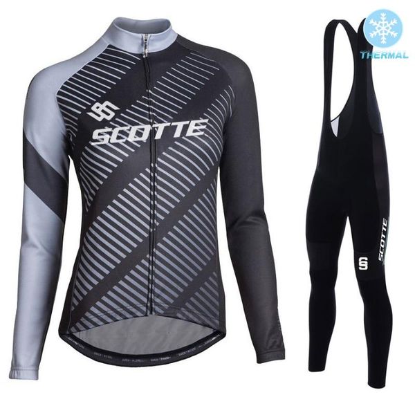 

racing sets 2021 winter warm polar fleece wonen's long sleeved cycling jersey shockproof 19d gel pad mountain bike comfortable suit, Black;blue