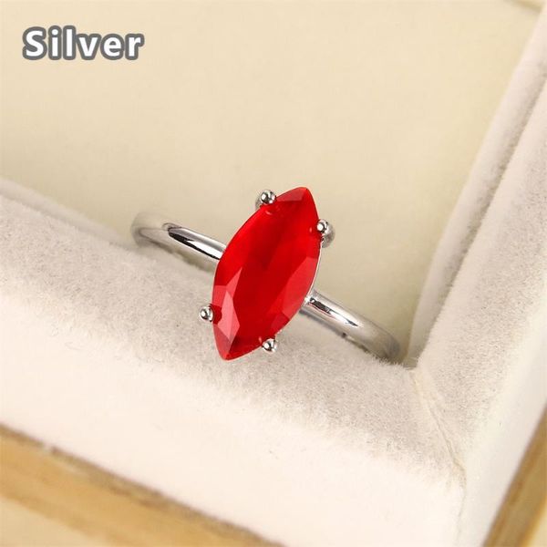 

cluster rings selling european and american fashion s925 sterling silver ruby ring zircon drop crystal jewelry women's gift, Golden;silver