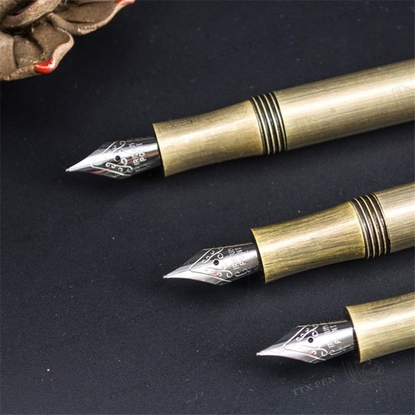 

edz e point ountain pens f point imitation bronze all copper pure handmade gift short octagonal octagonal pen