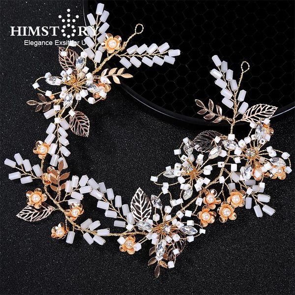 

hair clips & barrettes himstory gorgeous gold wired crystal rhinestones leaf wedding accessories hairband bridal headband bridesmaids jewelr, Golden;silver