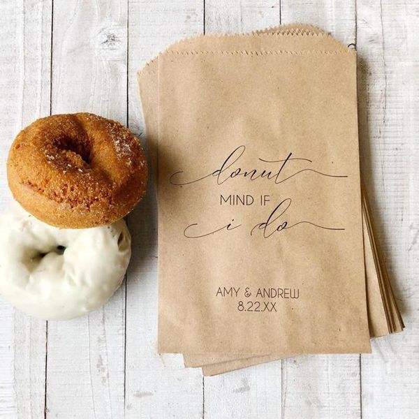

gift wrap custom donut favor bag - mind if i do wedding doughnut elegant treat bakery