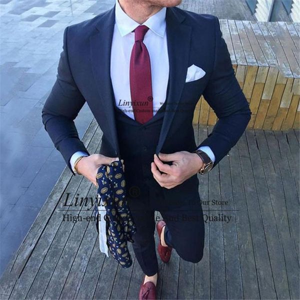

men's suits & blazers handsome mens suit wedding groom tuxedo 3 piece jacket vest pants set slim fit groomsmen blazer party prom banque, White;black