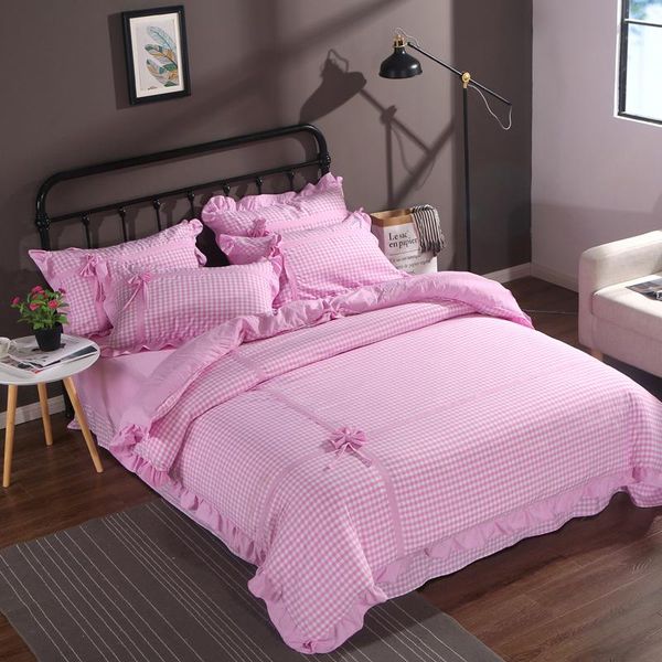 

bedding sets 2021 pattern plaid washed cotton  size duvet cover+bedsheet+pillowcases