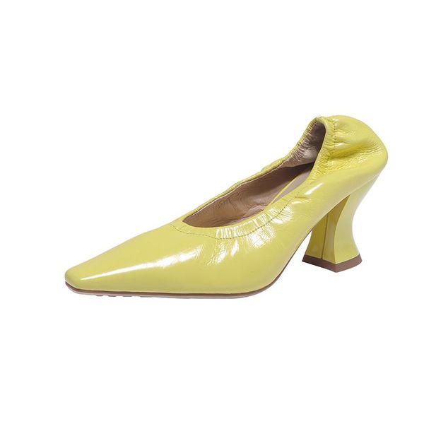 

square toe slip on women shoes genuine leather shallow ladies spring autumn concise high heels size 34-39 dress, Black