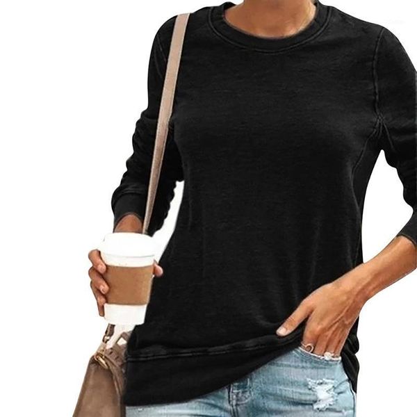 

women's blouses & shirts women piecing round neck t-shirt pullover casual long sleeve loose h9, White