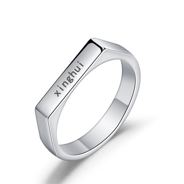

stainless steel initials ring, name combination of male and female letters, carved jewelry hand ornaments, Black