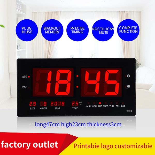

nordic digital led perpetual calendar electronic clock living room wall luminous silent clocks