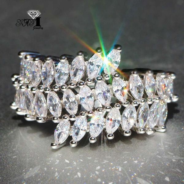 

wedding rings yayi jewelry princess cut 7.5 ct white zircon silver color engagement heart girls party gifts, Slivery;golden
