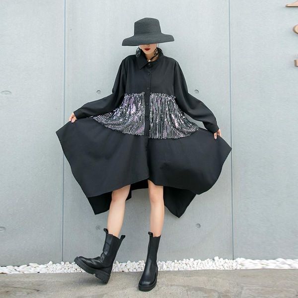 

casual dresses sondr trend vestidos mujer moda suelta costura de lentejuelas vestido salvaje streetwear irregular mujeres ropa nuevo z5cj, Black;gray