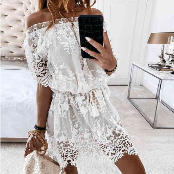 

tube white summer fashion women dresses double layer backless mesh elegant lace lady casual robe korean, Black;gray