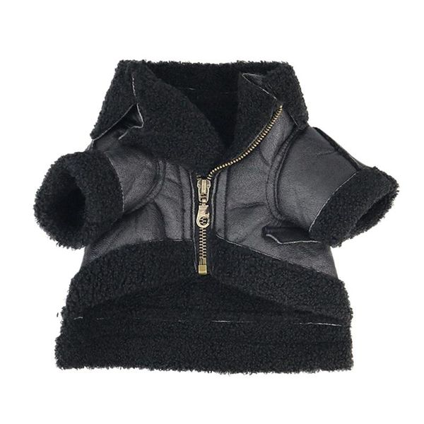 

dog apparel pet autumn winter warm accessories fashion clothing leather velvet outfits dogs thickened coat