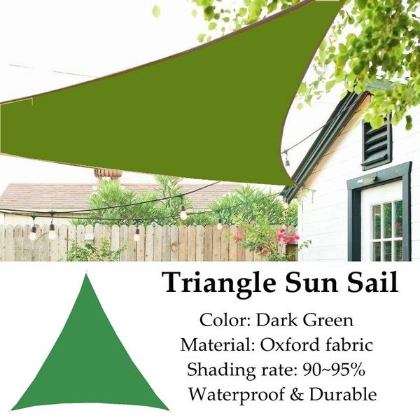 

shade dark green triangle sun sail oxford shading rate 95% waterproof polyester fabric outdoor anti-uv cooling garden gazebo awning