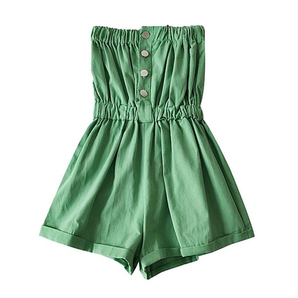 Pantaloncini da donna senza spalline senza maniche con bottoni elastici in vita Pantaloncini tuta a gamba larga verde corallo nero tute sexy J0101 210514