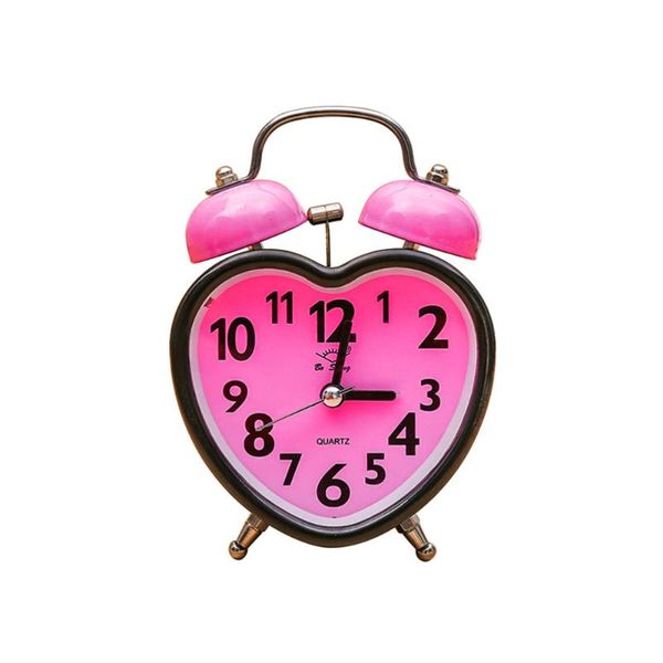 

other clocks & accessories heart shape double bell alarm clock ticking twin with nightlight for kids girls bedrooms (random color)