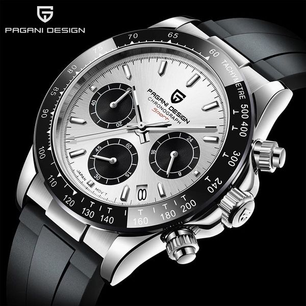 

wristwatches pagani design sports chronograph stainless steel waterproof men quartz watches sapphire glass watch for relogio masculino, Slivery;brown