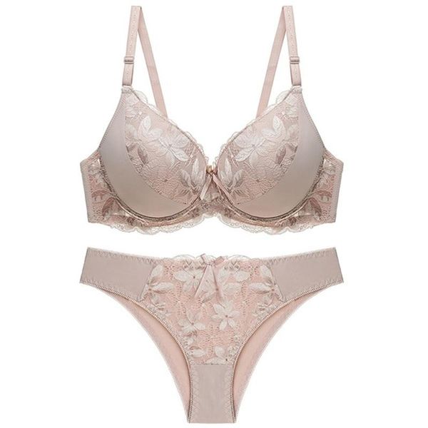 

bras sets flower deep v lingerie lace bra set solid women's underwear push-up and panty bow comfortable, Red;black
