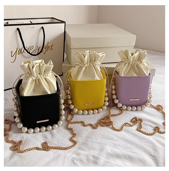 

fashion drawstring bucket,pearl tote box bag,women pu chain shoulder bag,box shape crossbody bag,ladies travel bags cosmetic & cases