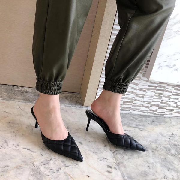 

ladies mules shoes slippers sewing design fashion pointed toe sandals slides slip on summer comfortable flip flops, Black