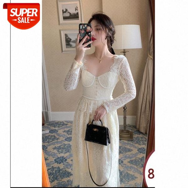 

heavy industry lace dating dress v-neck long sleeve waist women #lf7g, White;black
