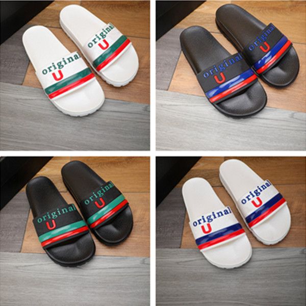 

new2021 slide sandals designer shoes slippers luxury summer fashion wide flat slipper men and women sandal flip flops with box size:38-46, Black