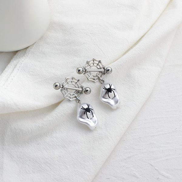 

dangle & chandelier aensoa 2021 fashion large spider web drop earrings unique geometric silver color cobweb women hanging female