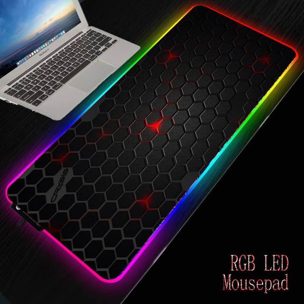 

mouse pads & wrist rests mrg abstract art hexagon black rgb big pad computer led mousepad backlight xxl surface mause keyboard desk mat