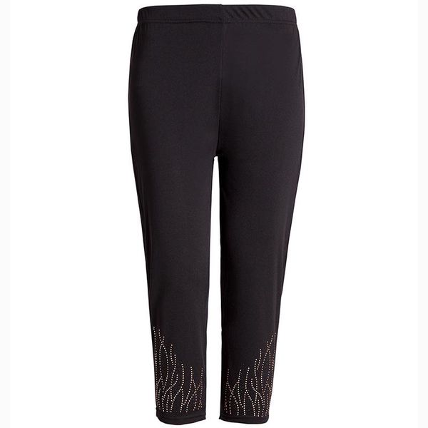 

women's pants & capris summer middle aged women seven midi slim plus size 5xl trousers thin black white khaki rhinestone pencil