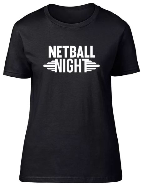 

netball night fitted womens ladies t shirt, White;black